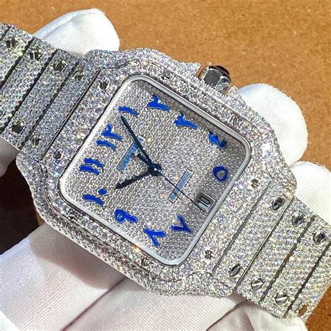 cartier santos diamond iced